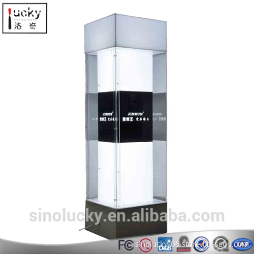 LED Lighted Acrylic Display Cabinet exhibition free standing lock jewelry display cabinet/acrylic body jewelry display